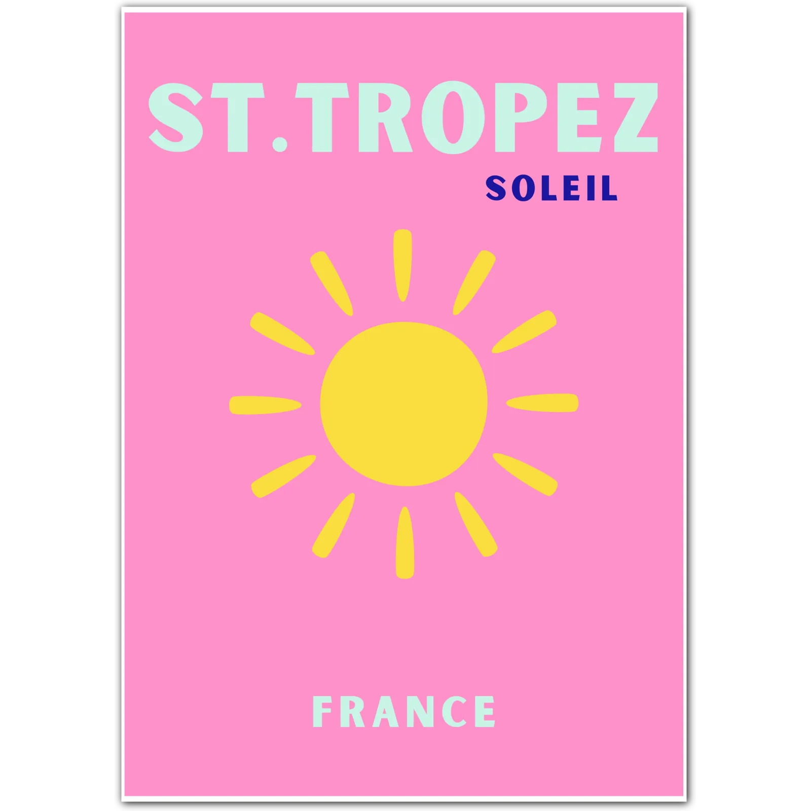 St. Tropez Soleil France Art Print – Playful Sunshine Illustration