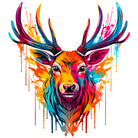 Glorious Paint Splash Stag Art Print 3