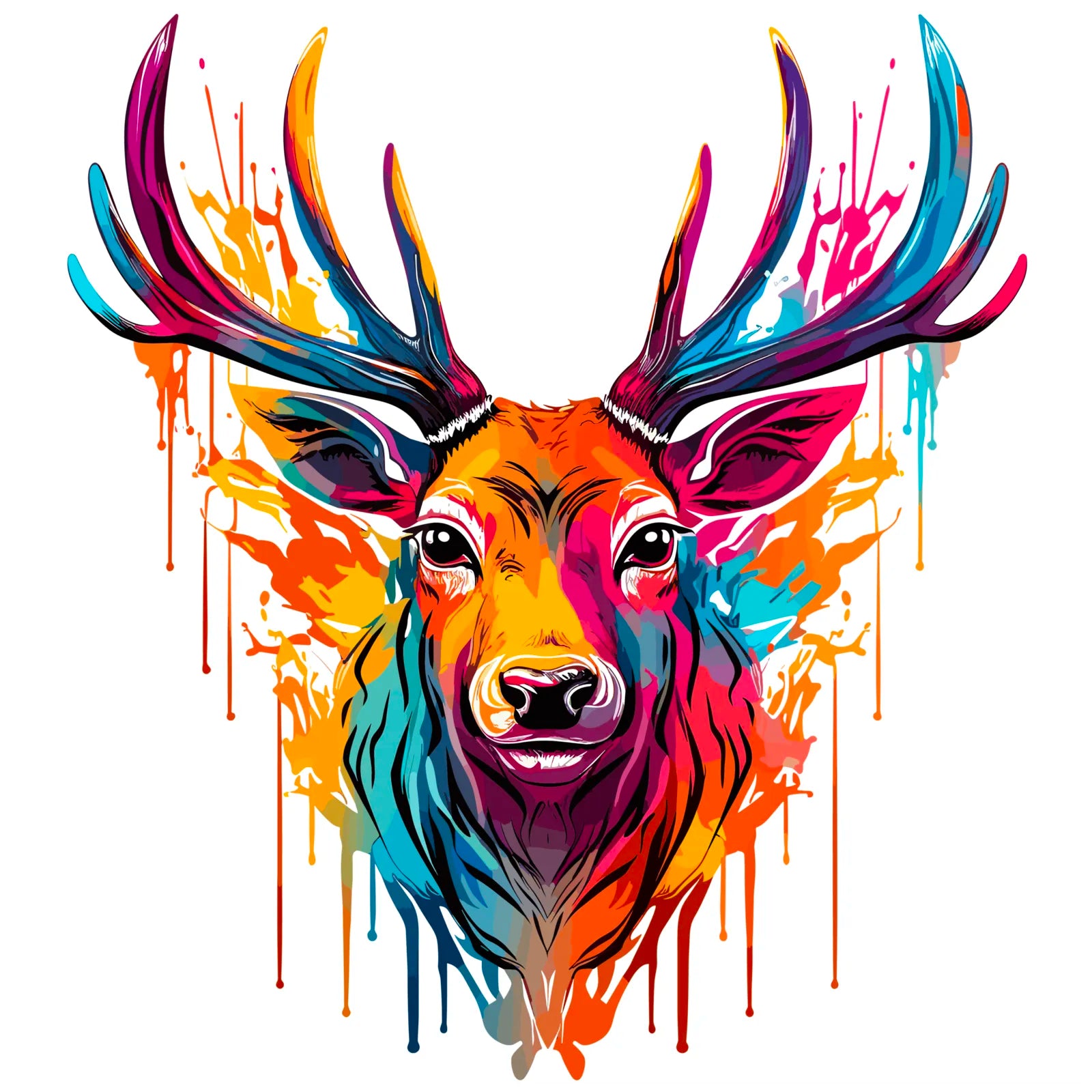 Glorious Paint Splash Stag Art Print 3