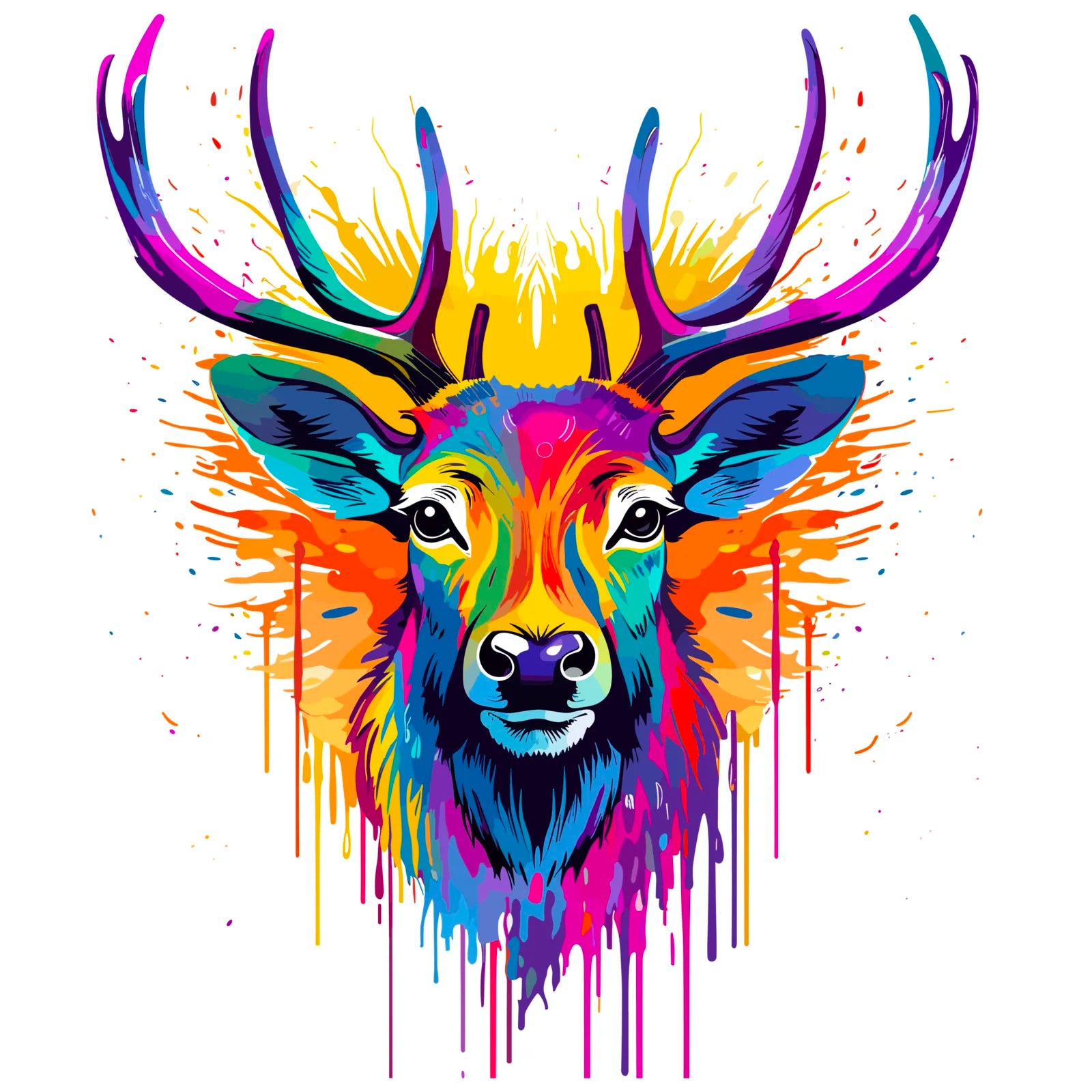 Impressive Stag In Paint Explosion Design 3