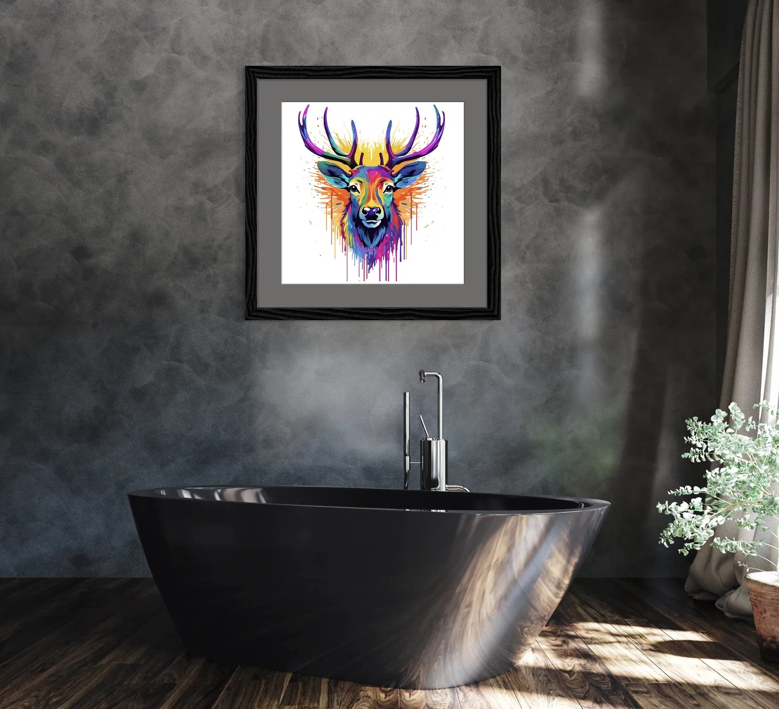 Impressive Stag In Paint Explosion Design 2