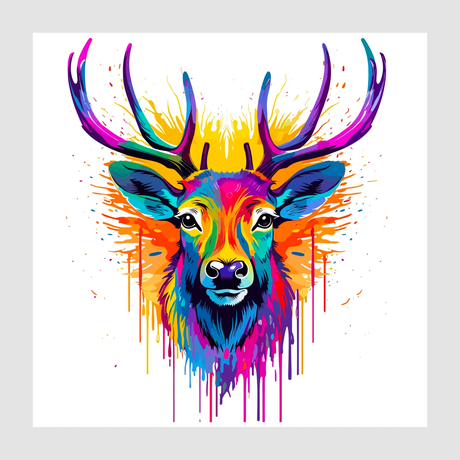 Impressive Stag In Paint Explosion Design 1