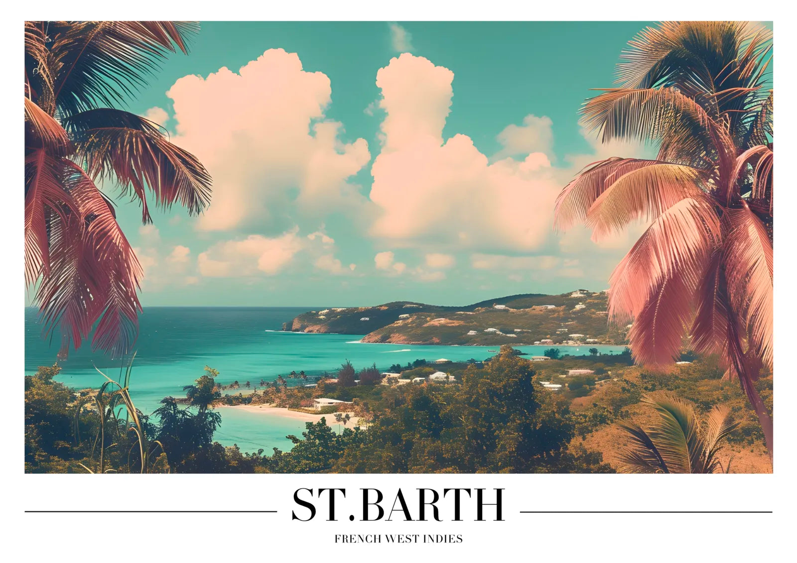 St. Barth Beach Art Print with Crystal Blue Waters 3