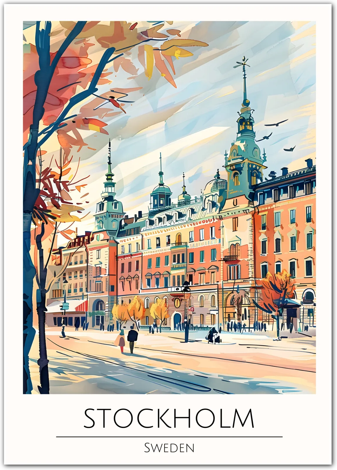 Stockholm Art Print – Elegant Swedish Architecture and Autumn Vibes