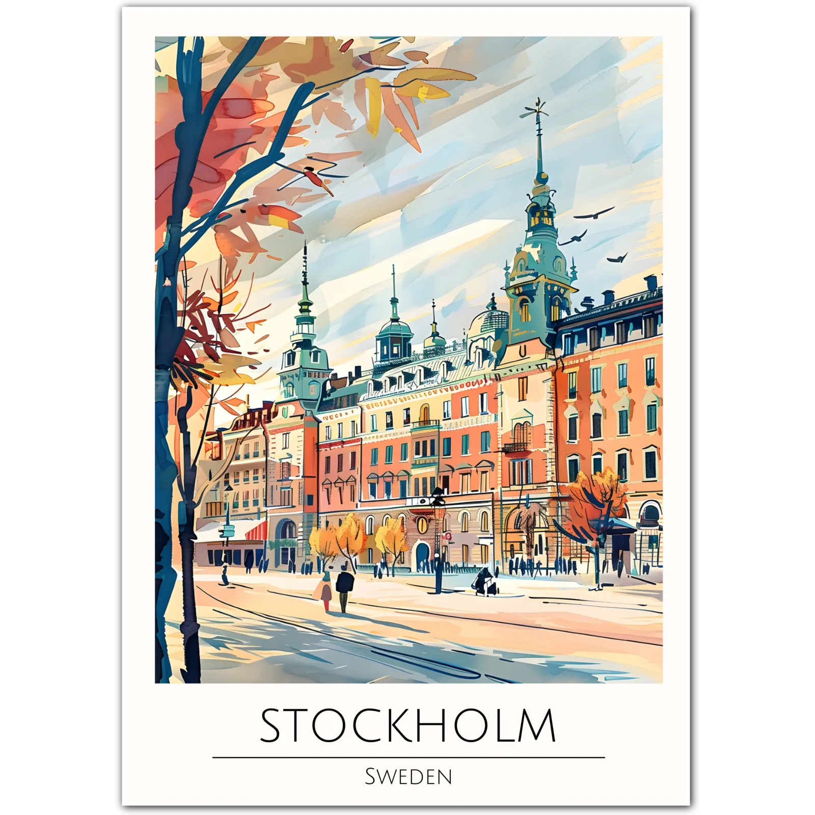 Stockholm Art Print – Elegant Swedish Architecture and Autumn Vibes