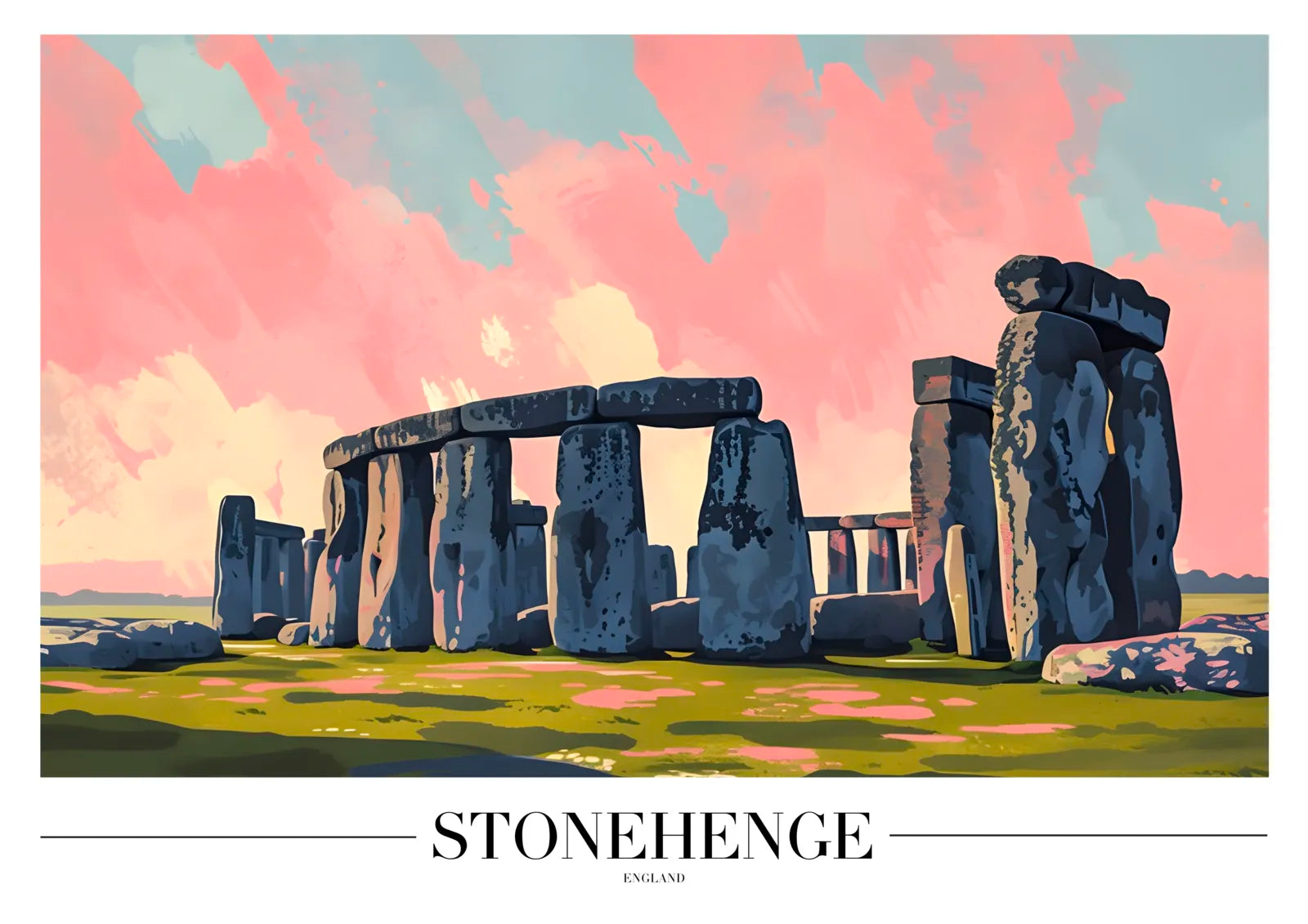 Stonehenge Art Print with Dusky Sky and Vibrant Landscape 3