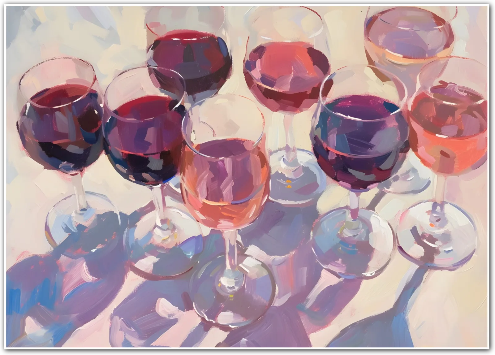 Sunlit Wine Glasses – Impressionist Art Print