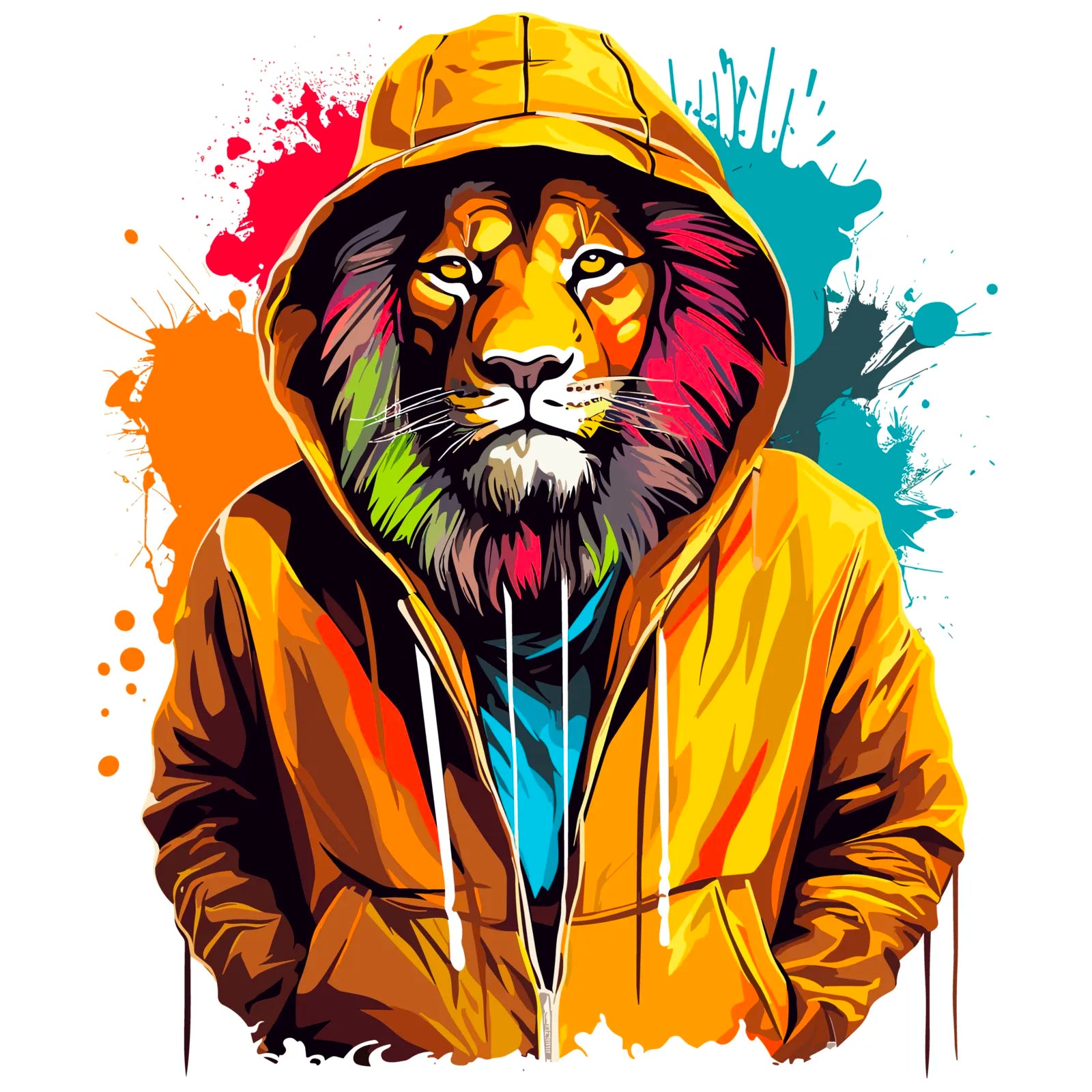 King Of The Jungle Lion In Raincoat Artwork 3