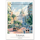 Tirana Art Print – Modern Albanian Cityscape and Vibrant Street Life