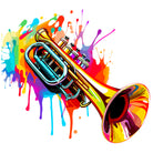 Funky Trumpet Paint Splashes Art Print 3