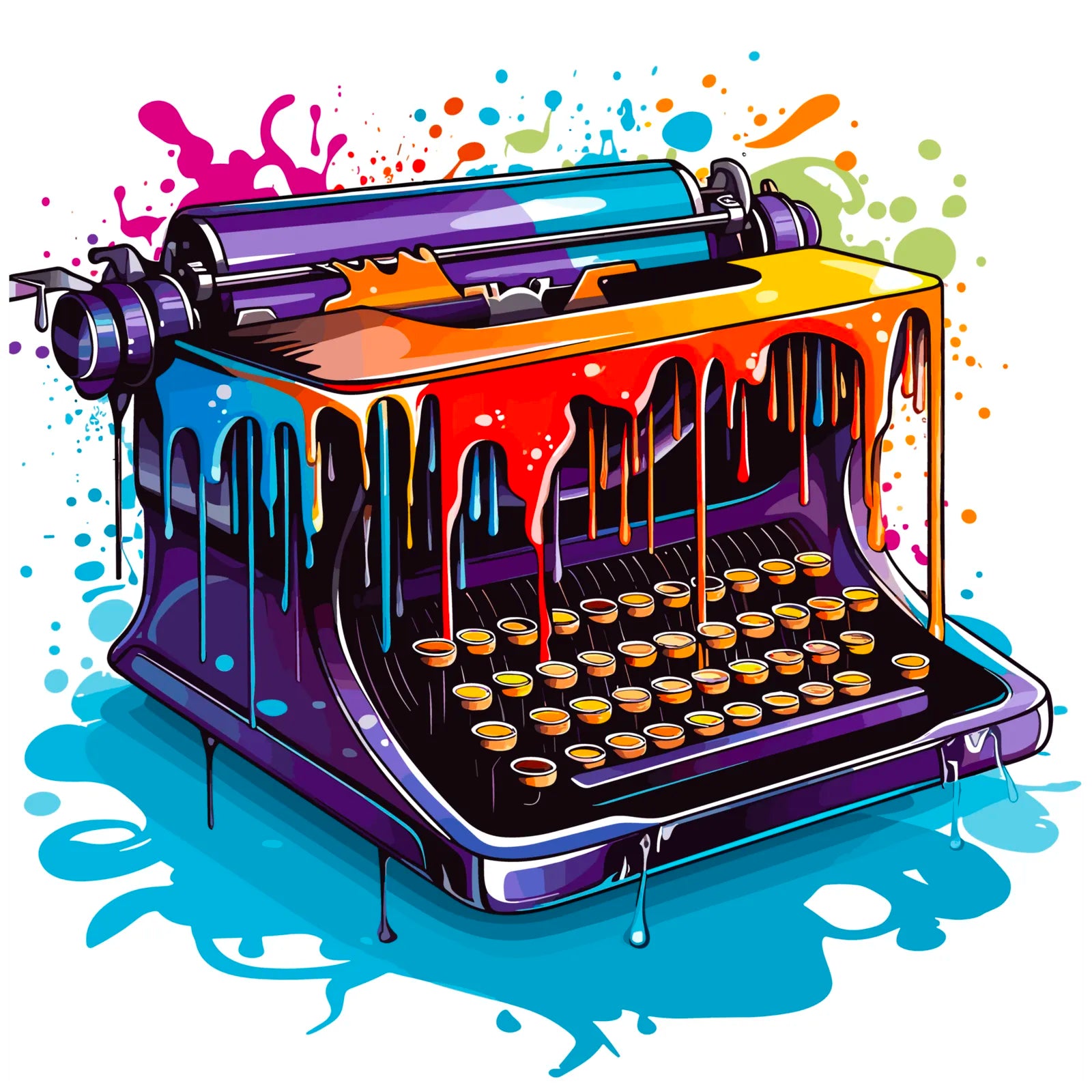 Vibrant Paint Splash Classic Typewriter Art Print 3