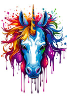 Mythical Unicorn In Bright Colours Splash Style Art Print 3