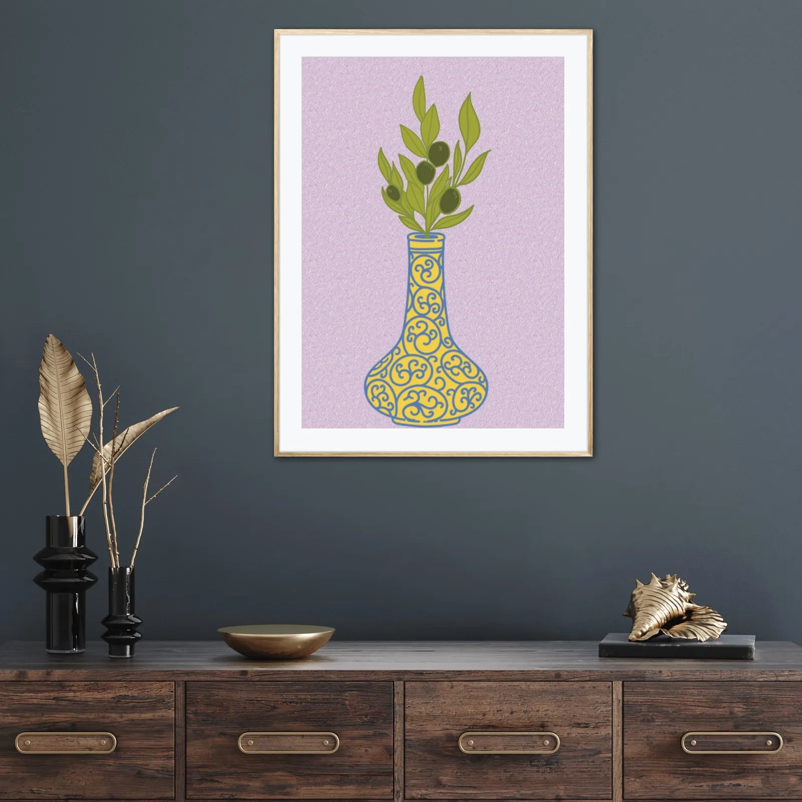 Swirl Design Modern Vase Wall Art Print