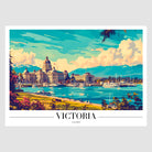 Victoria Waterside Art Print with Government Buildings and Boats 1