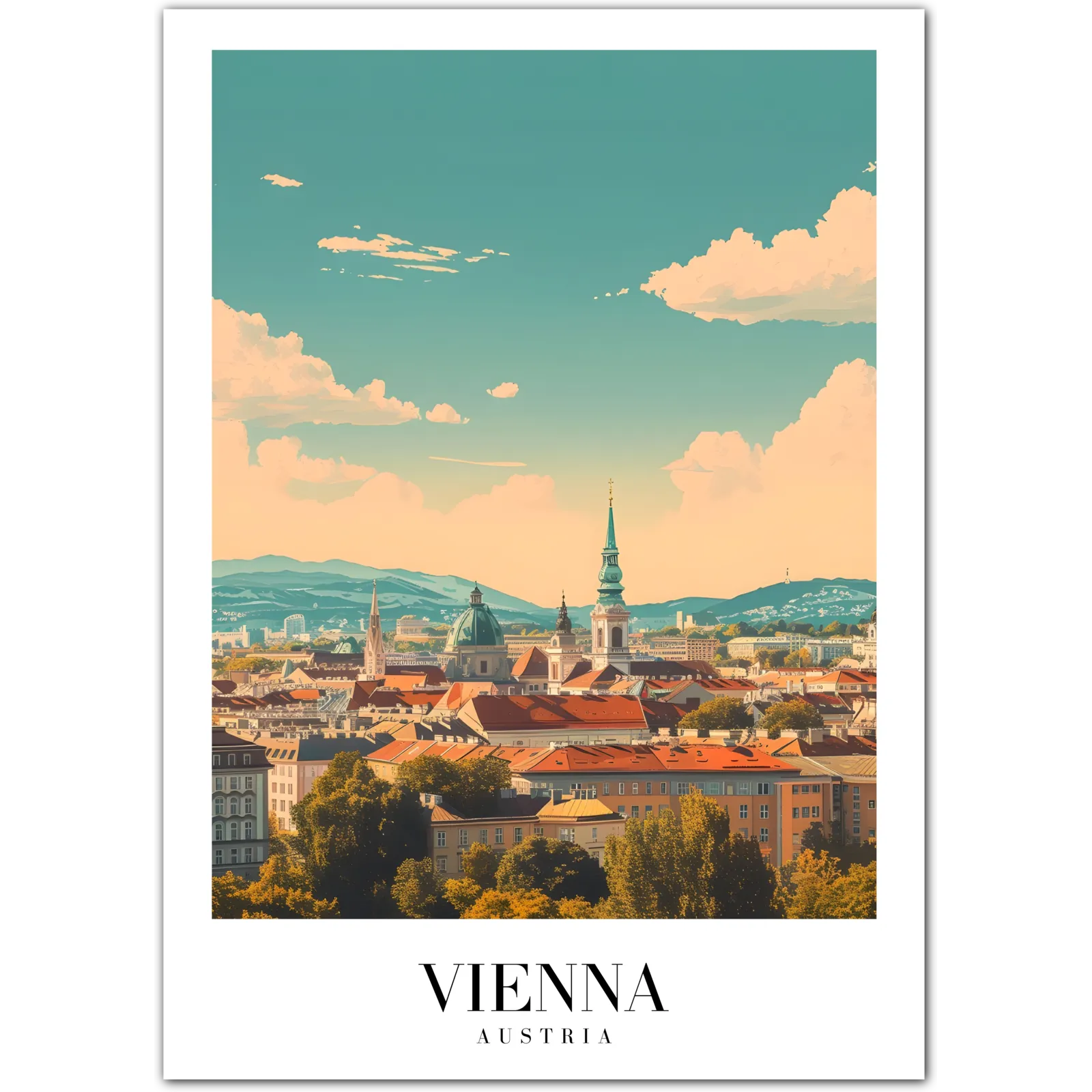 Vienna’s Historic Skyline: Timeless Austrian Cityscape Art Print