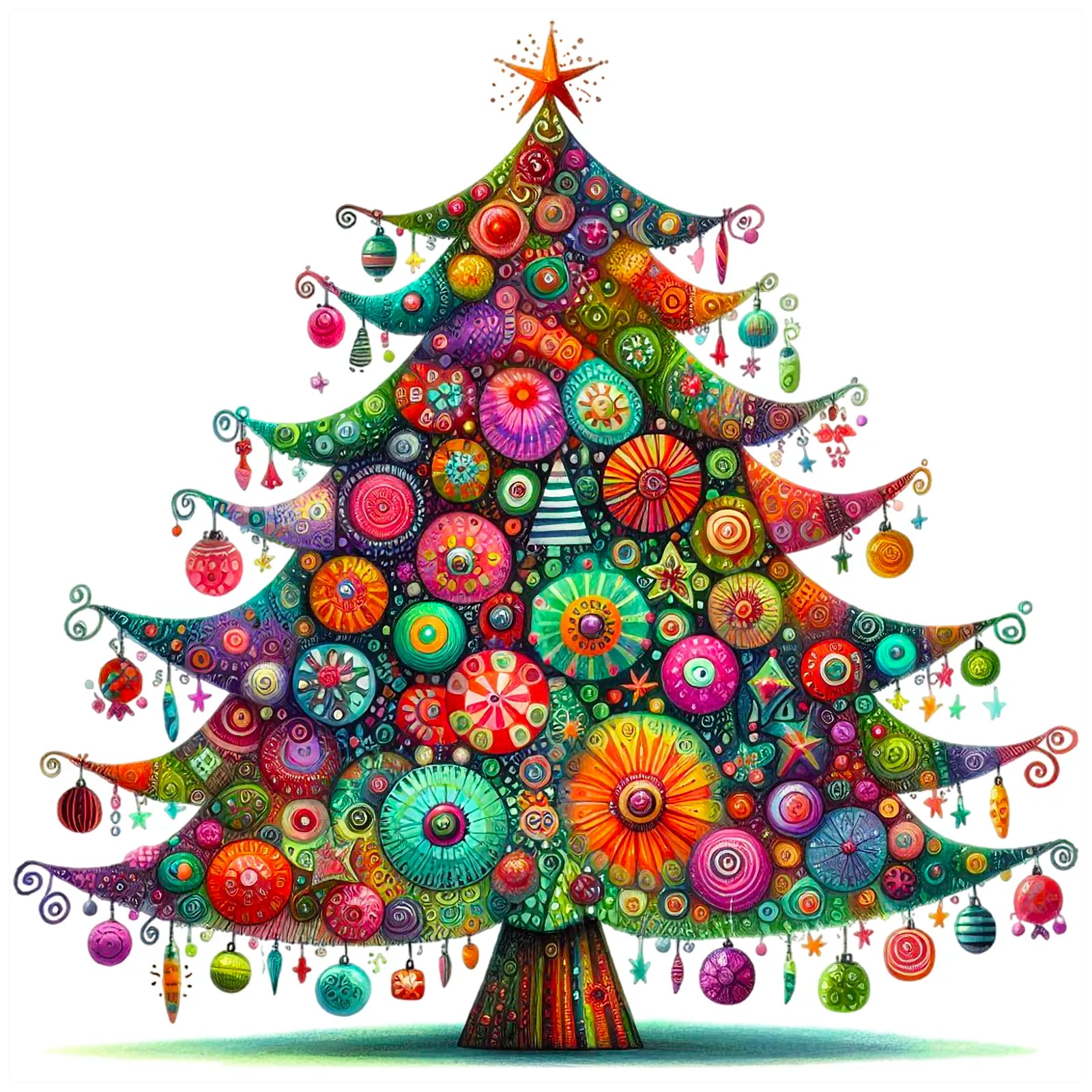 Festive Traditional Christmas Tree Art Print 3