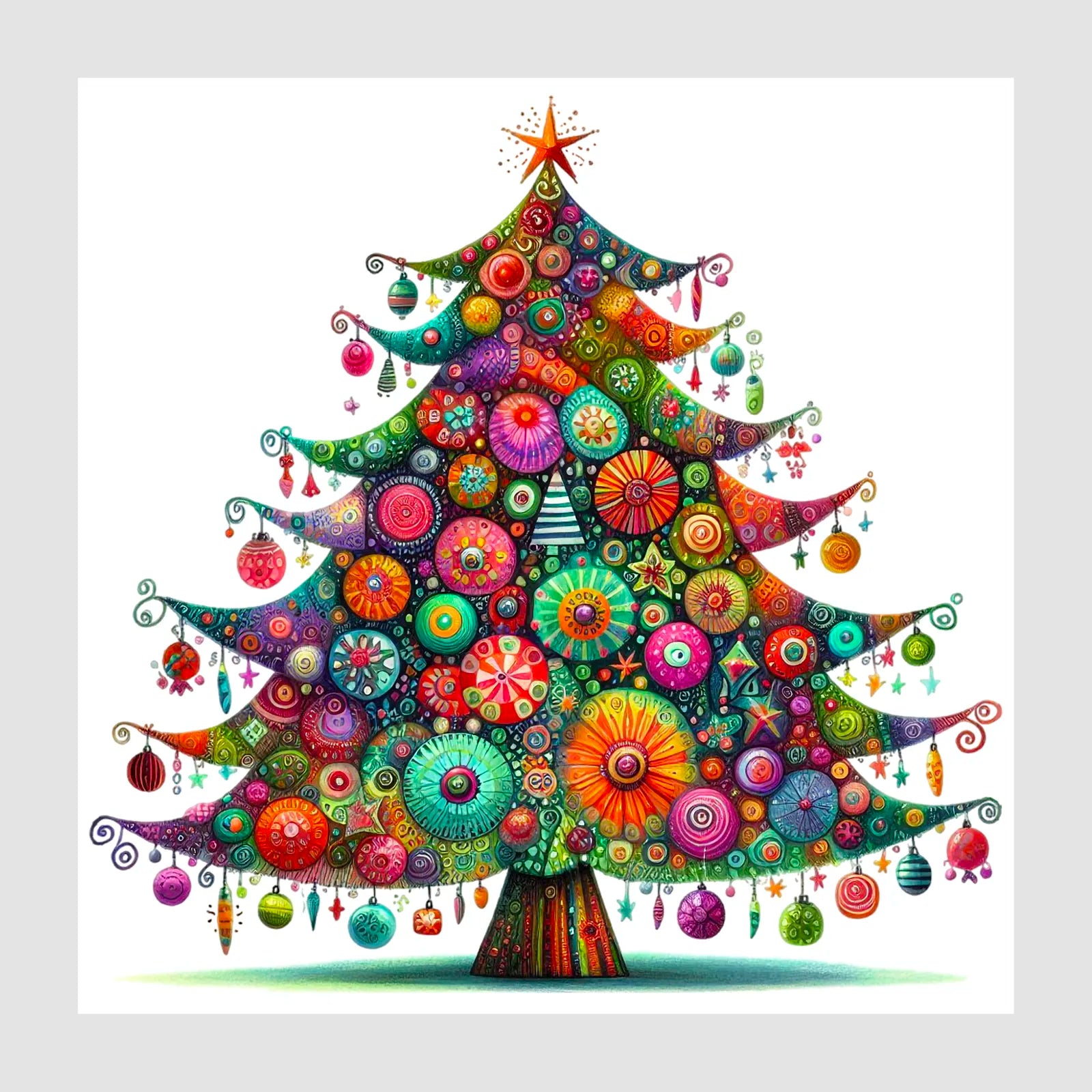 Festive Traditional Christmas Tree Art Print 1