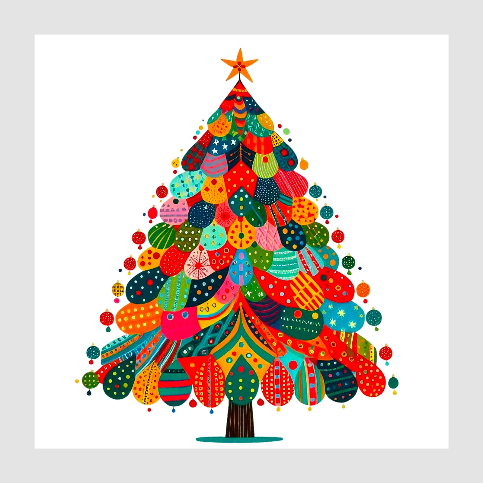 Patchwork Petal Christmas Tree Art Print 1