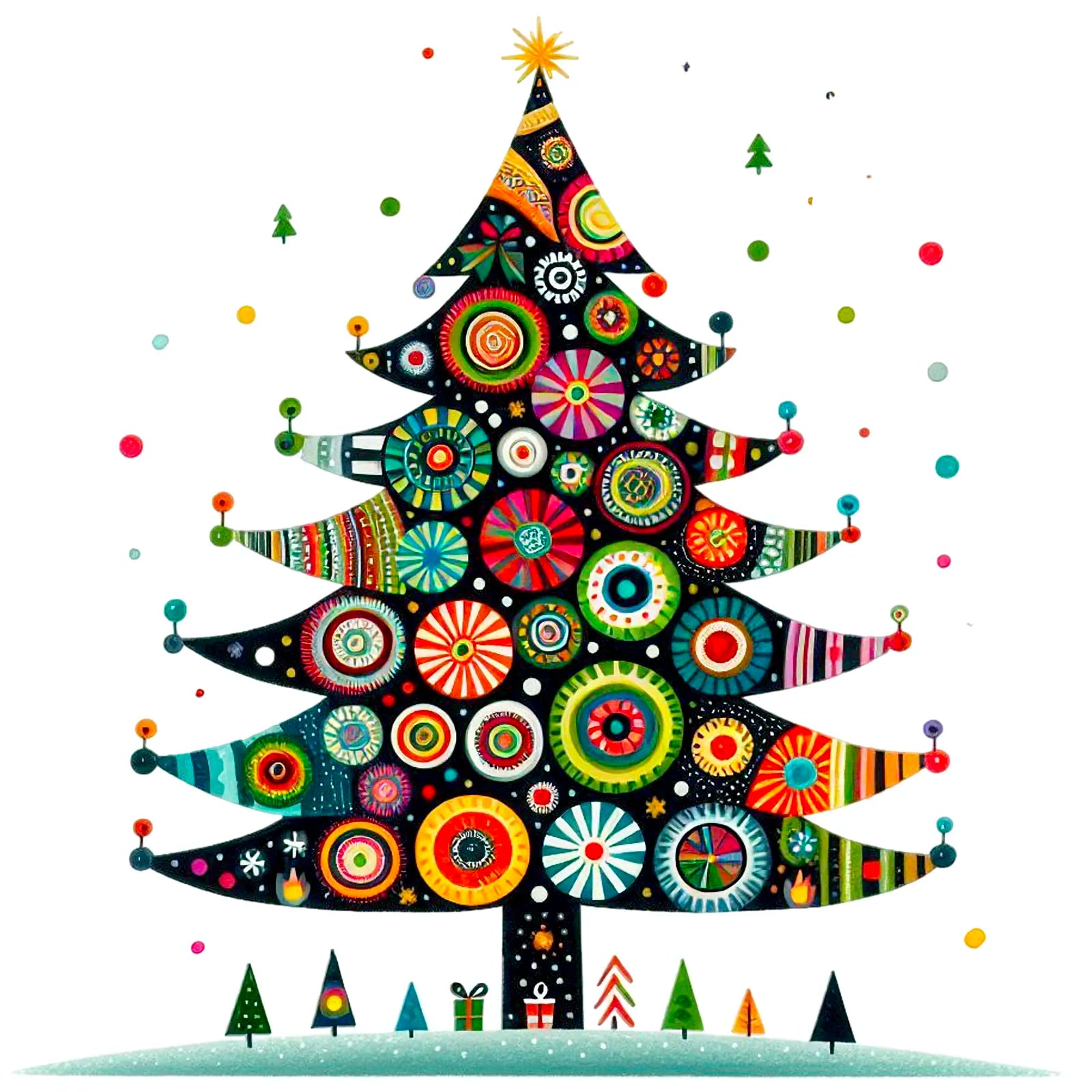 Bold Black Christmas Tree Art Print 3