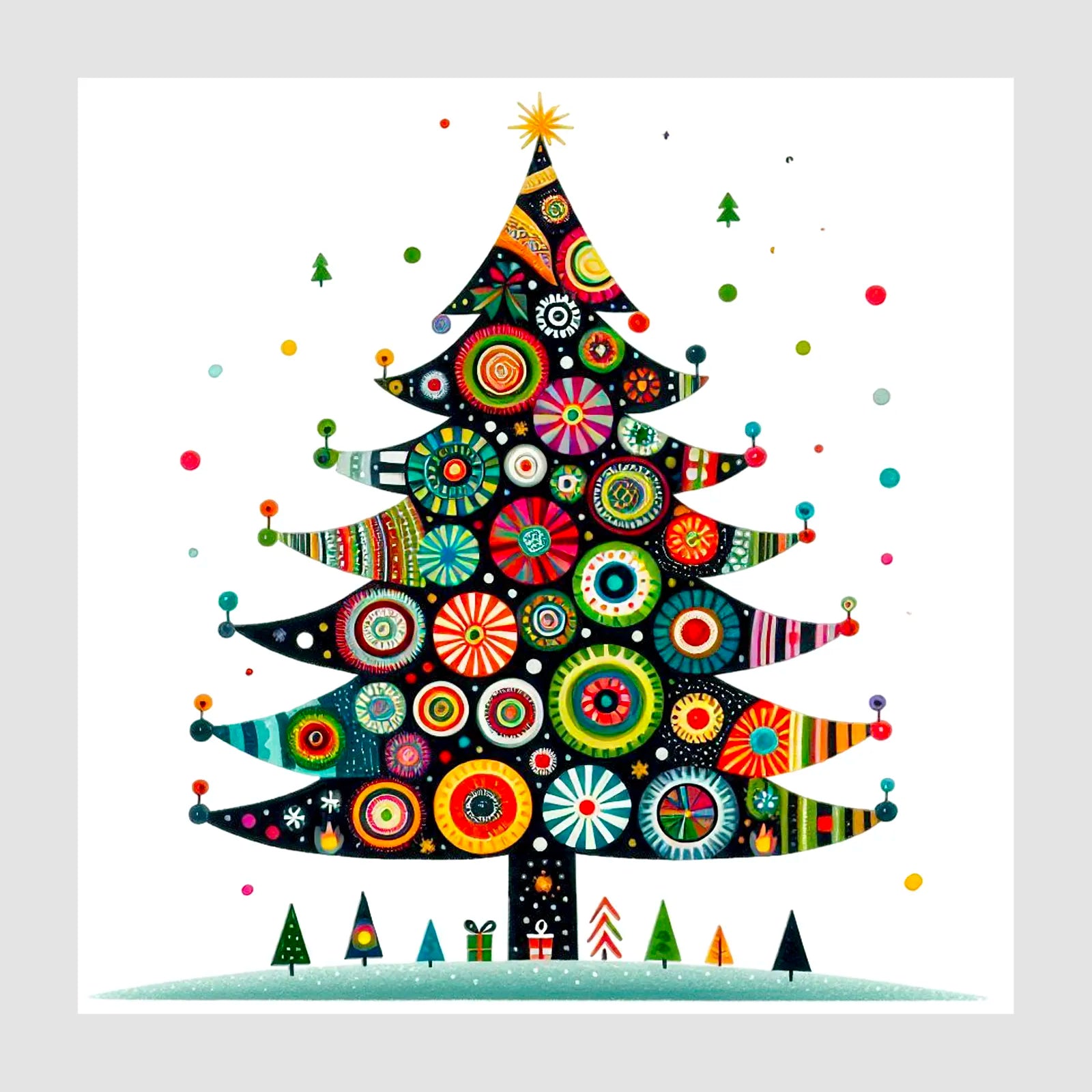 Bold Black Christmas Tree Art Print 1