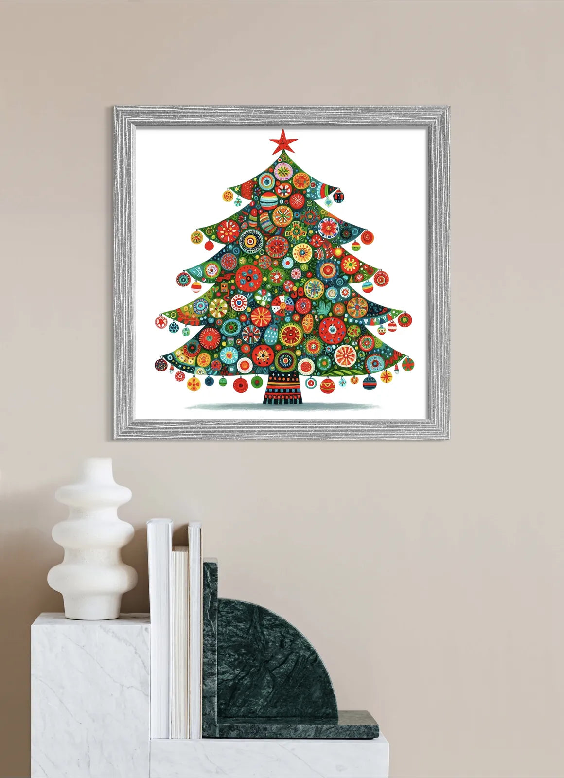 Mandala Baubles Christmas Tree Art Print 2