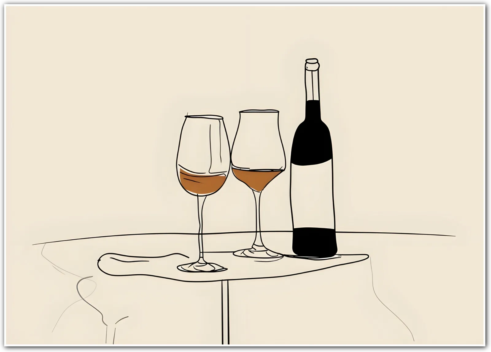 Minimalist Wine Elegance – Line Art Print