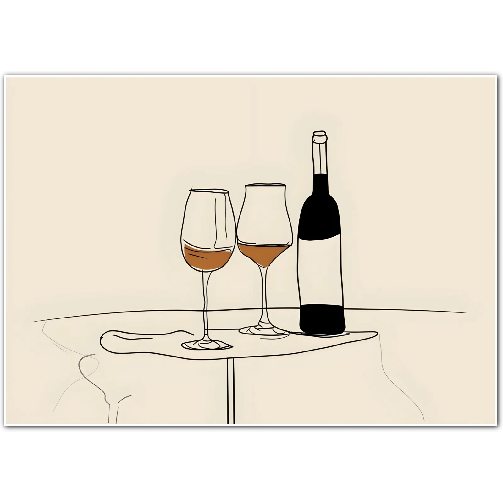 Minimalist Wine Elegance – Line Art Print