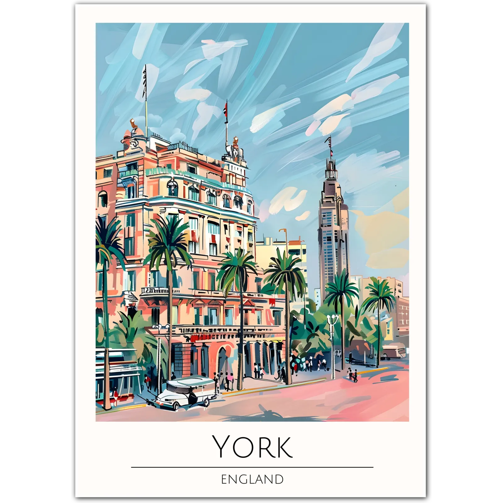 York Art Print – English Cityscape with Classic Architecture and Modern Energy